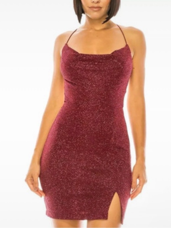 B Darlin Dresses & Skirts - B Darlin Cowl neck open back glitter dress sz 1/2 NWT